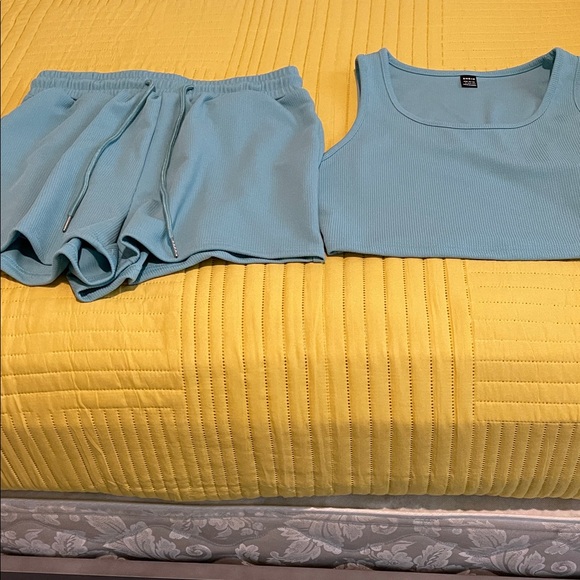 SHEIN Other - SHEIN Sky Blue Ribbed Set